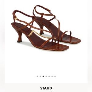 STAUD Gita Chain Strappy Leather Sandals kitten heel